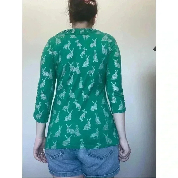ANTHROPOLOGIE Postmark Green Bunny Rabbit Blouse - Picture 3 of 5